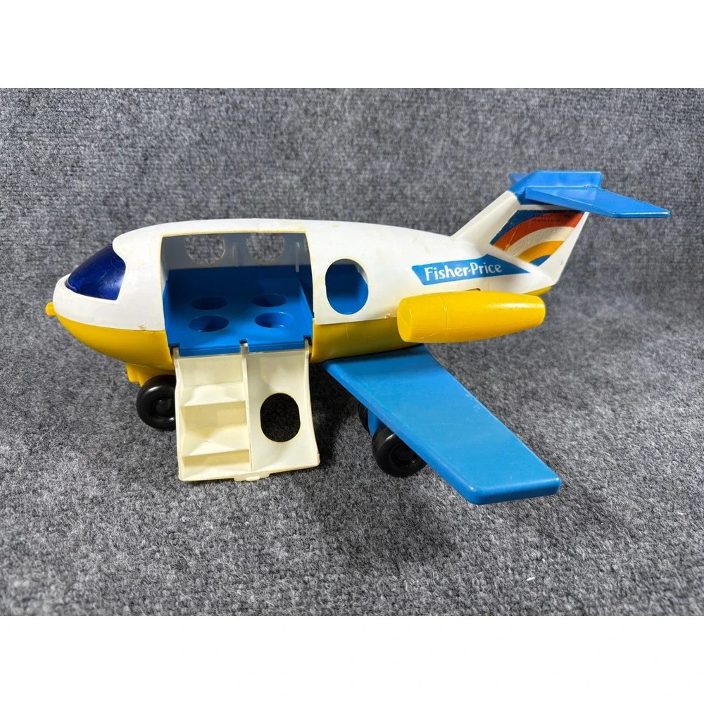 Vintage 1980 Fisher Price Little People Jetliner Airplane Toy 933 White Blue
